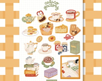 Sticker Sheet - Tea Time | Tea Lover Sticker Sheet , Bullet Journal, Journaling, Planner, Handmade Stickers