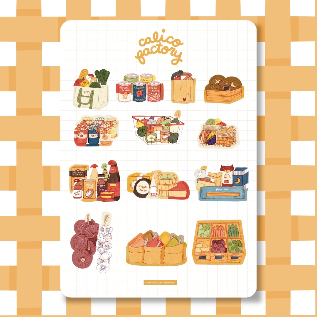 Sticker Sheet - Grocery Run | Grocery Theme Sticker Sheet, Stickers for ...