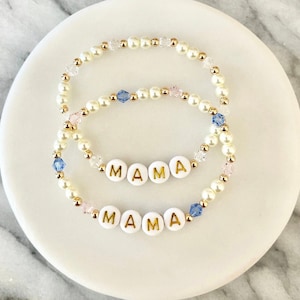 Pearl Beaded Bracelet | Personalized name or word bracelet | Mother's Day