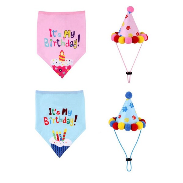 Dog and Cat Birthday Hat and Bandana Set