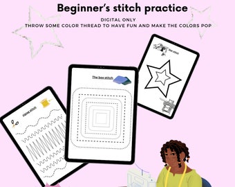 Sewing practice sheets / printable paper sewing worksheets / digital pdf sheets / learn how to sew practice download