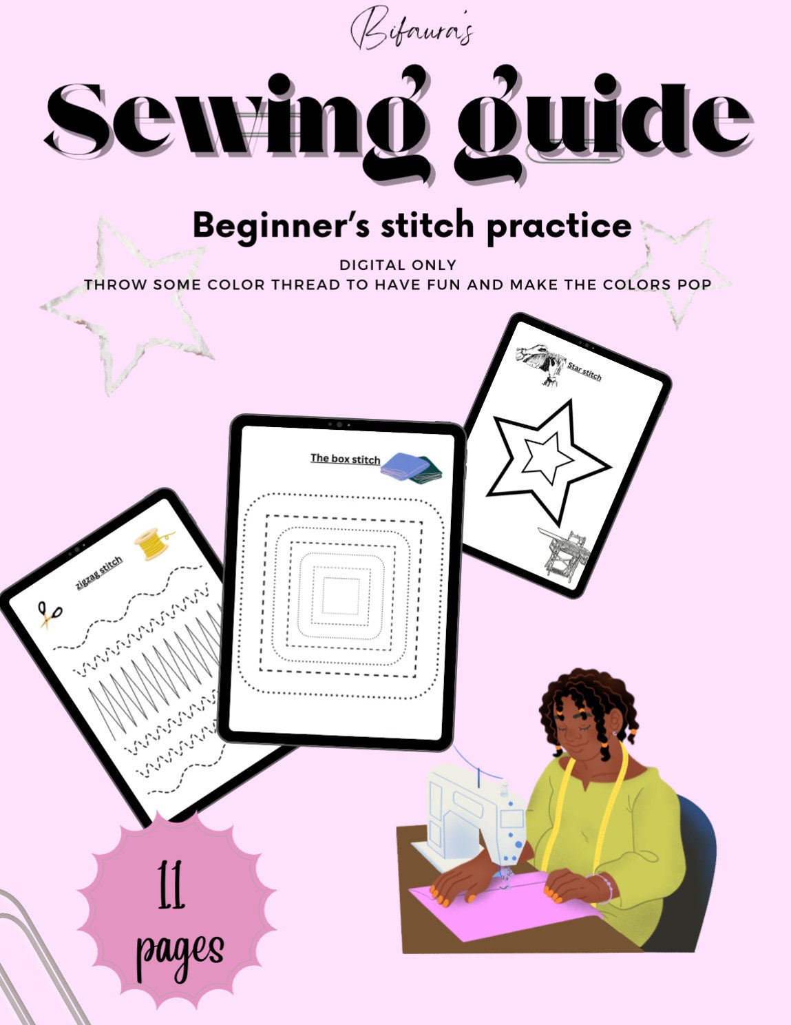 Sewing Practice Sheets / Printable Paper Sewing Worksheets / Digital ...