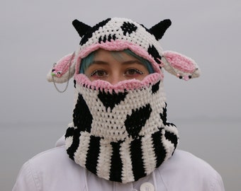 Crochet cow balaclava