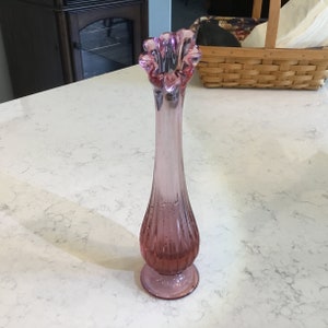 Beautiful Fenton rose color small fluted vase.