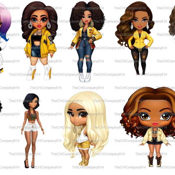 Celebrity Chibi Girl Clipart| PNG| Instant Download | Stickers | Printable |  Digital Journal | Doll Clipart, Cardi B, Beyonce, Jhene Aiko