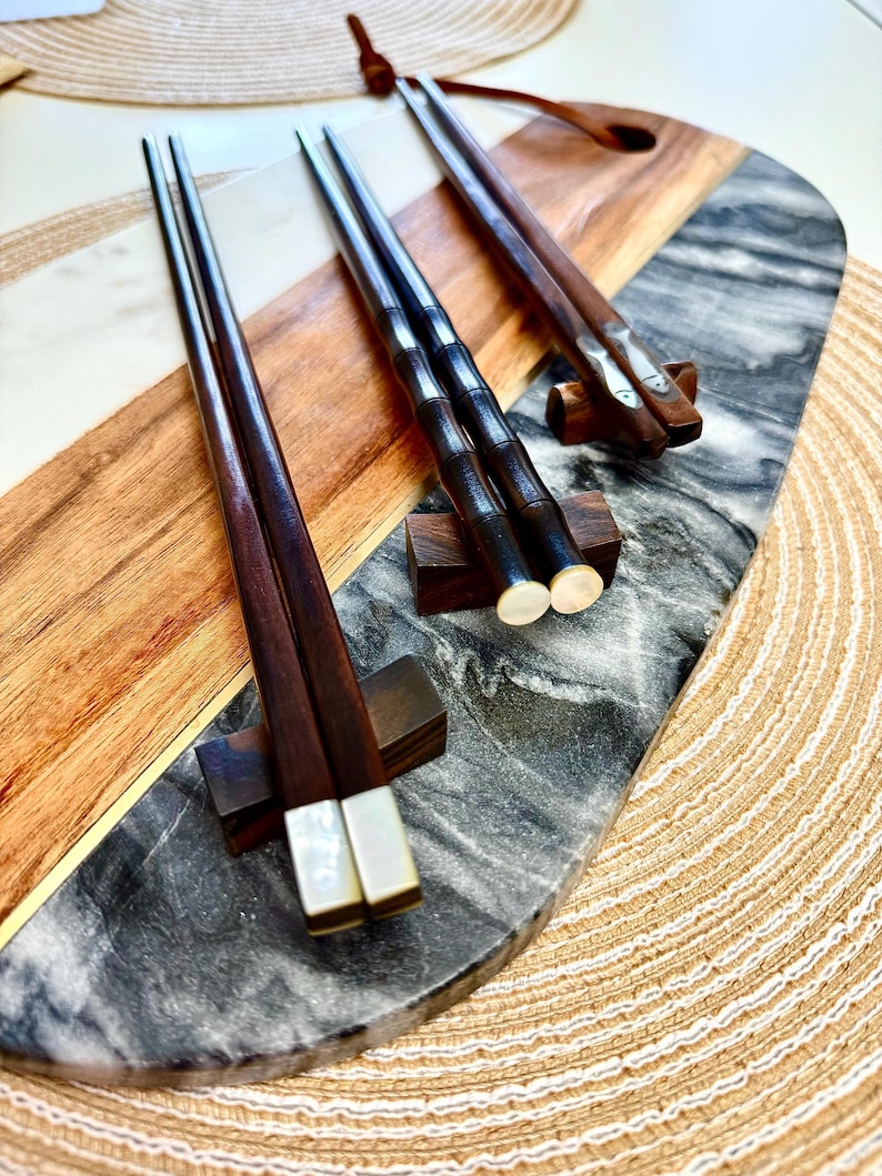 Handmade Filipino Chopsticks With Shell Inlay & Holder - Etsy
