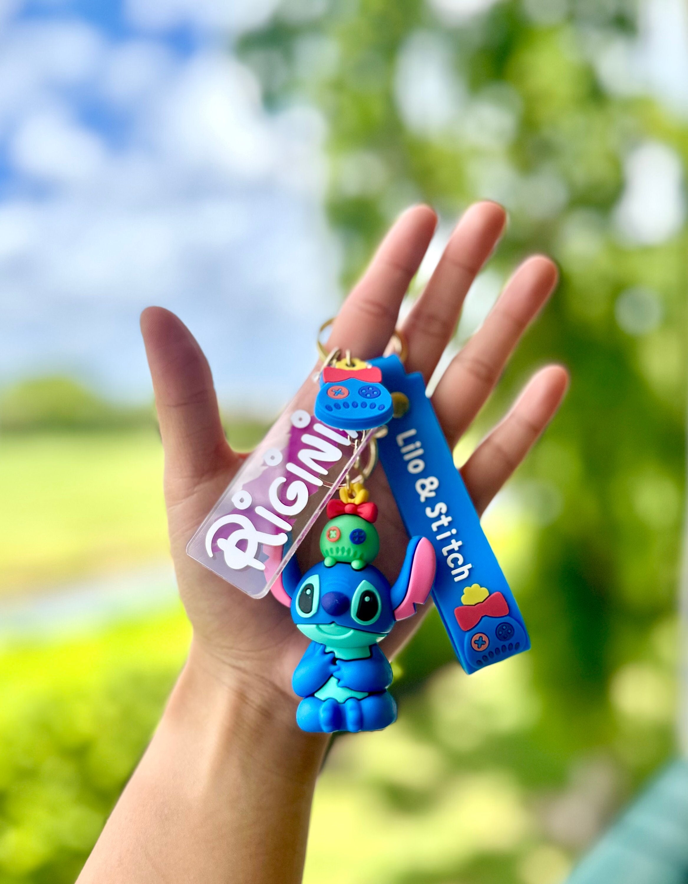 Creative Fashion Stitch Keychain Cute Blue Pink Monster Keyring Lilo &  Stitch Doll Key Chian Bag Children's Toy Birthday Gifts