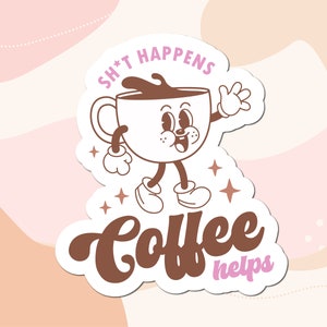 Autocollant amateur de café en vinyle |  Stickers pour verres résistants à l'eau | Sticker café drôle pour téléphone portable | Stickers découpés pour tasses à café Hydroflask