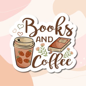 Stickers amateurs de livres et de café | Autocollants imperméables en vinyle pour bouteilles d'eau | Sticker pour ordinateur portable | Stickers agenda pour agenda | Cadeau pour amateur de café