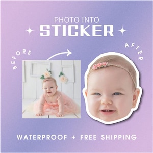 Stickers photo personnalisés - Sticker photo personnalisé, sticker imperméable en vinyle, idéal pour les gobelets, cadeaux pour les amateurs d'animaux de compagnie, n'importe quelle photo en sticker