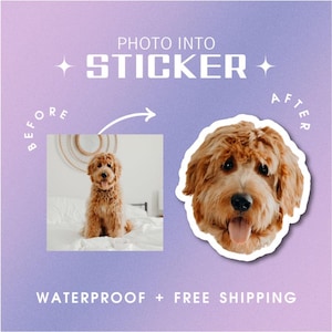 Stickers personnalisés - Sticker photo visage personnalisé en vinyle, découpé et imperméable, joli cadeau pour les fêtes, les enfants, les amis des animaux de compagnie, parfait pour un ordinateur portable