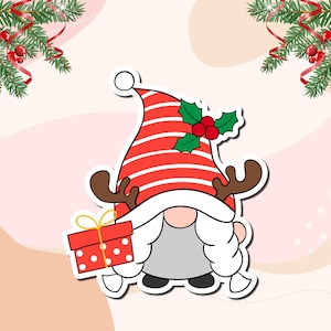 Sticker gnome de Noël | Cadeau de Noël | Cadeau de Noël | Sticker gnome résistant à l'eau | Sticker bouteille d'eau pour téléphone portable | Cadeau pour amoureux des gnomes