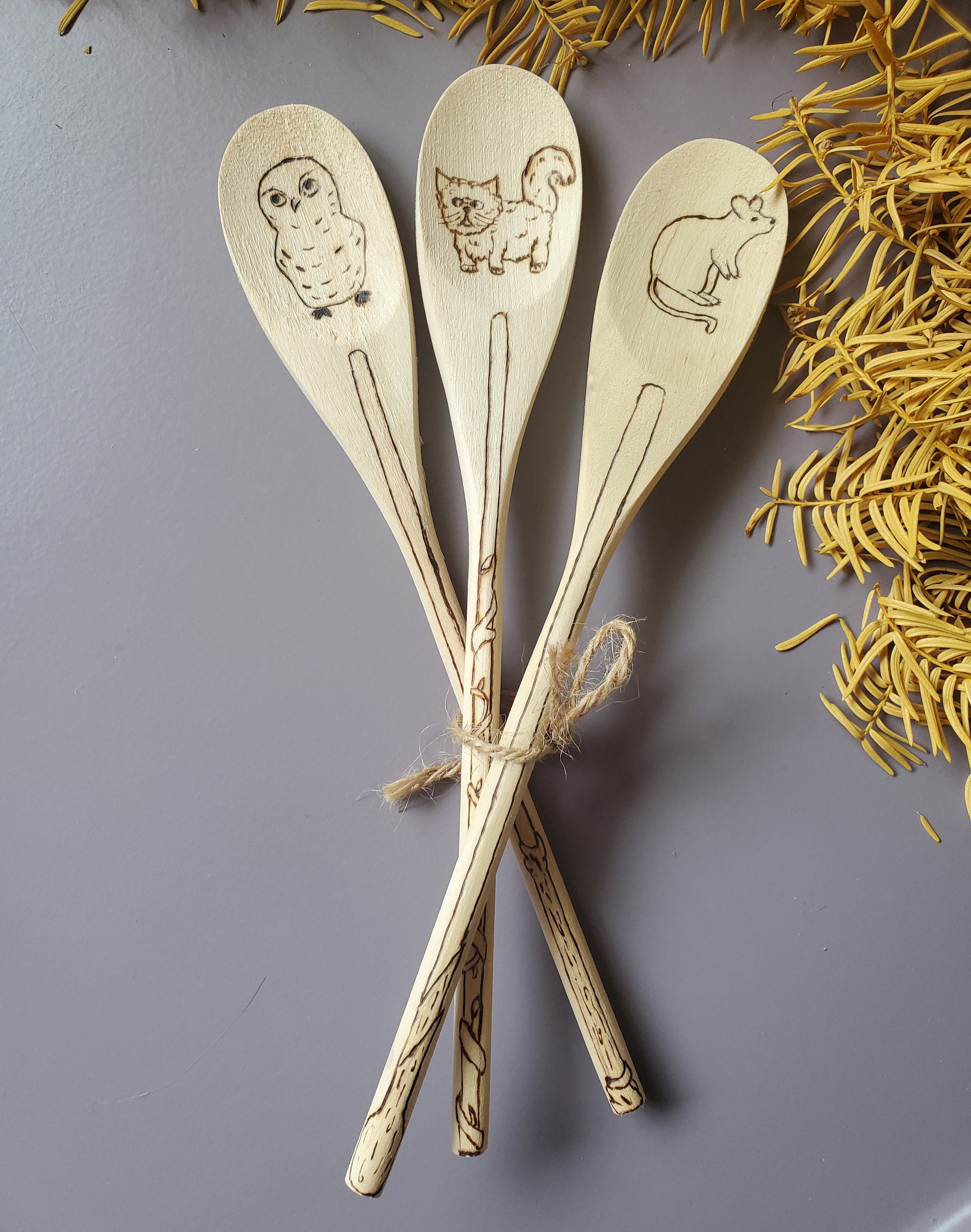 Magic Wand Spoon Engraved Wooden Spoon Fantasy Spoon 