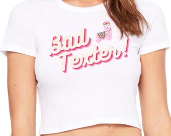 Bad Texter Llama, never replies, badtexter,  slow texter - Bella Canvas Rib Cropped Baby Tee