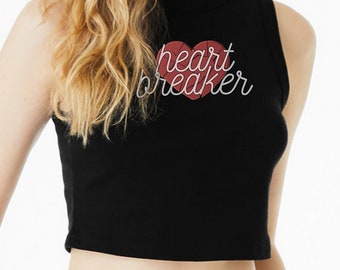 heartbreaker, heartbroken, heart breaker, broken, cracked heart - Bella Canvas Micro Rib Muscle Crop Tank
