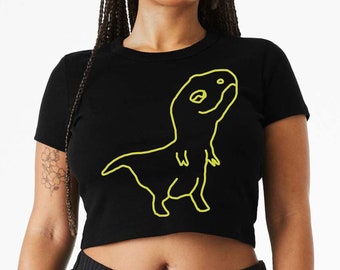 T-Rex Dinosaur Rib Cropped Baby Tee