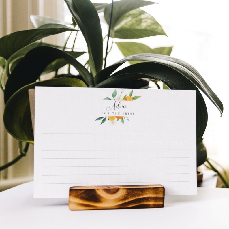 Orange Citrus Themed Bridal Shower Advice for the Bride Card, Tangerine