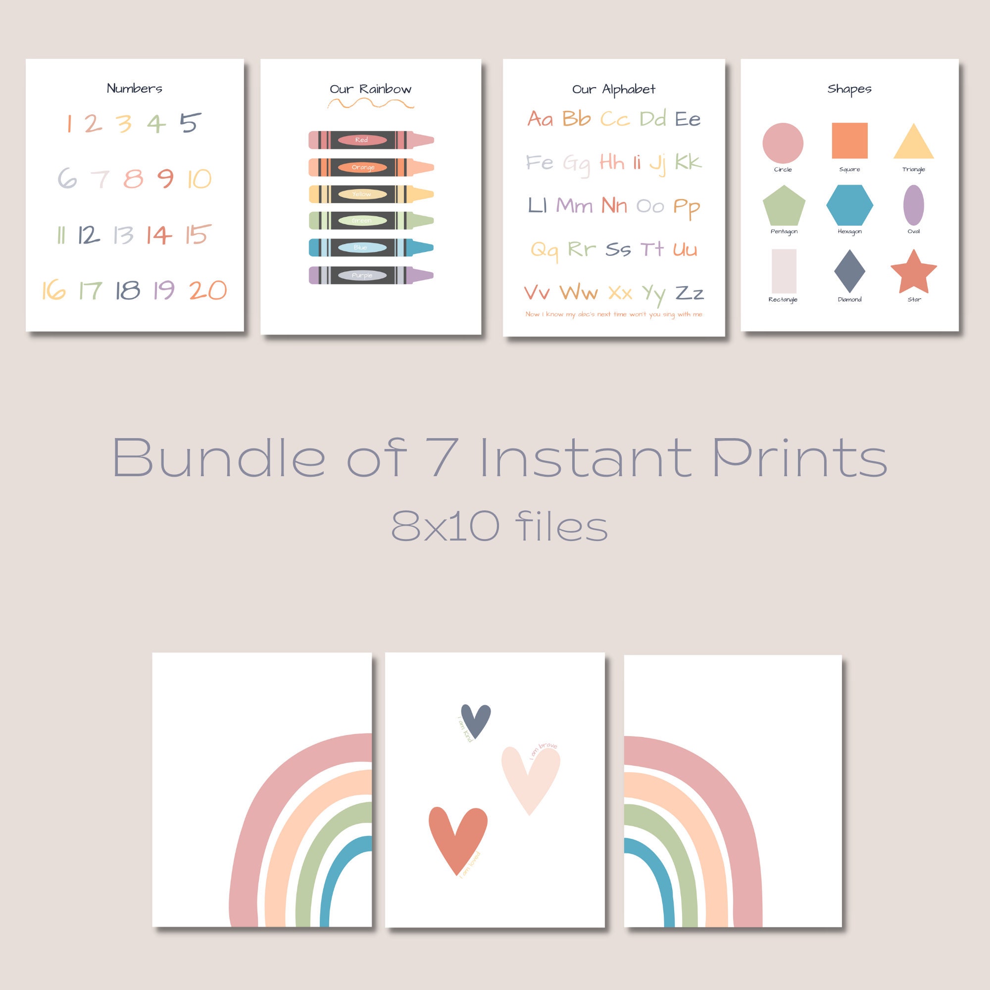 Children's Learning Wall Art, Educational Printable Art, Kids Room ...