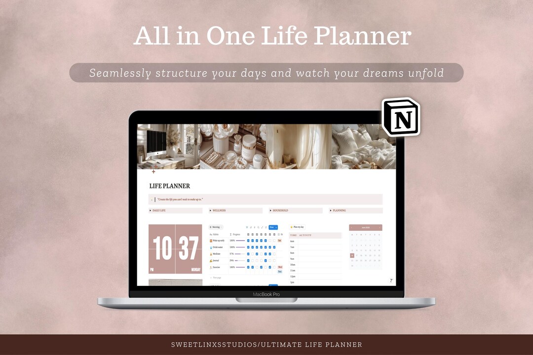 Aesthetic Notion Life Planner | Notion Dashboard Template | Daily ...