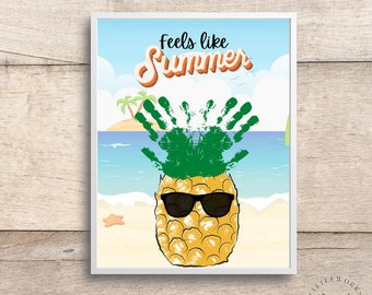 Editable Pineapple Handprint Art/ Summer Activities/ Summer DIY Kids Craft