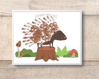 Editable Porcupine Handprint Art: Personalized Keepsake (Digital Download)