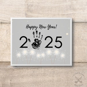 Neujahrs Handabdruck Kunst: Bearbeitbares Andenken (Digitaler Download)