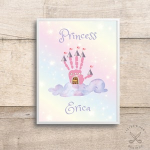 Castelo de princesa de impressão manual editável/artesanato de impressão manual de bebê/memória de cartão DIY