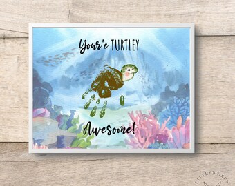 Turtle Handprint Art, Personalized Kid's Craft (Digital Download)