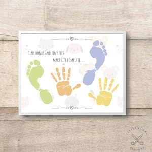 Editable Handprint and Footprint Card/ Baby Handprints/ Baby Keepsake