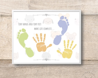 Editable Handprint and Footprint Card/ Baby Handprints/ Baby Keepsake