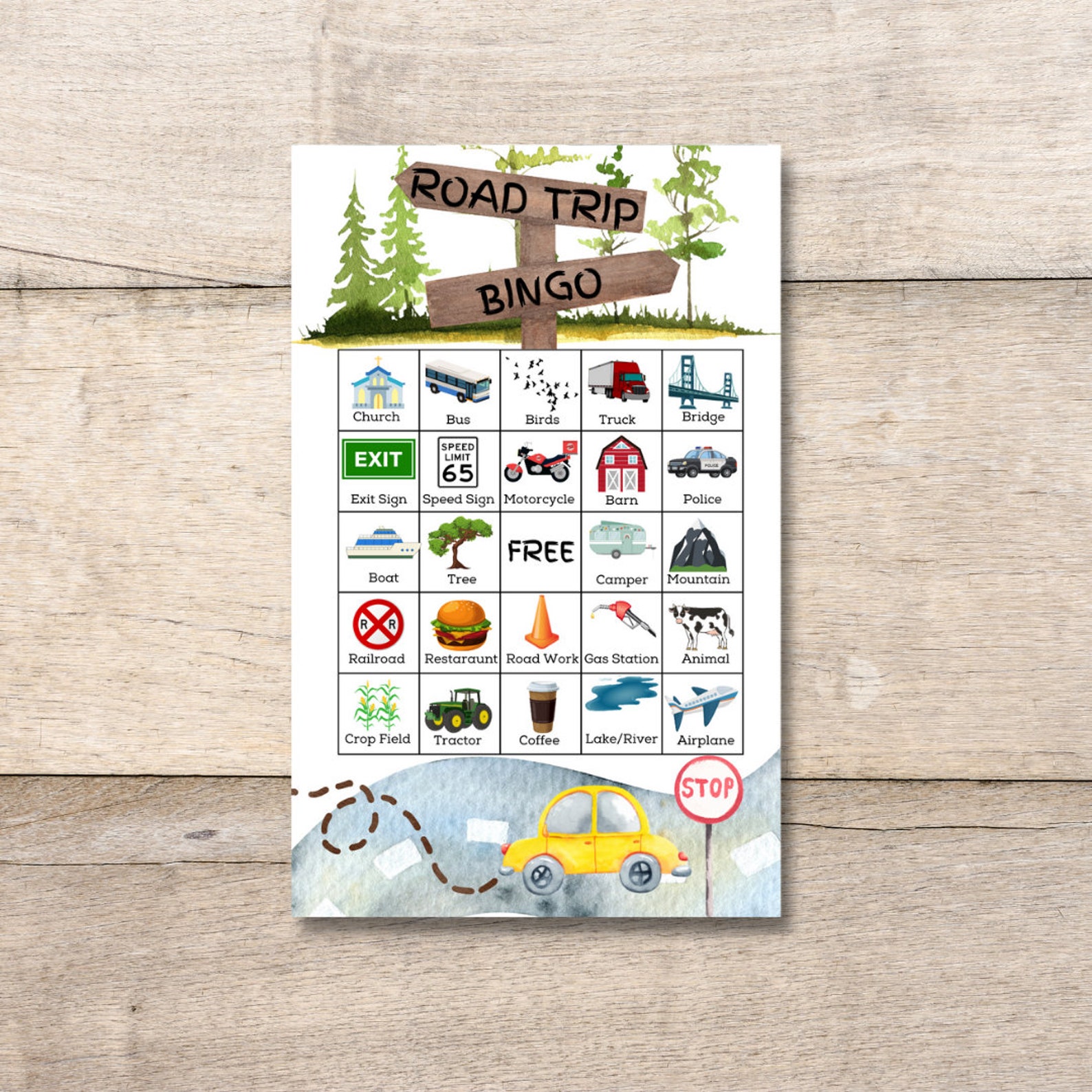 Travel Bingo/ Printable Road Trip Bingo for Kids/ Printable Etsy