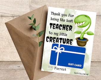 Editable Teacher Appreciation Gift Card Holder: Printable Thank You Card (Digital Download)