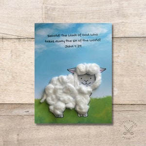 Lamb of God Cotton Ball Craft/ Easter Kid Craft/ Sunday School Art/ Sunday School Lesson