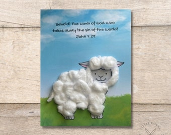 Lamb of God Cotton Ball Craft: Easter Sunday School Art (Digital Download)