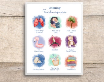 Calming Techniques for Kids/ Printable Mindfulness Calming Strategies/ Emotion Flashcards