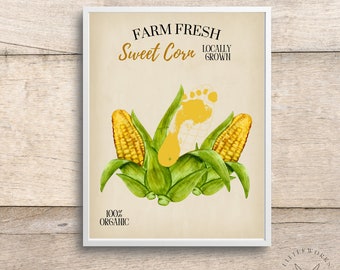 Sweet Corn Footprint Art: Farm Fresh Handprint Craft (Digital Download)
