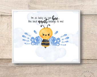 Editable Bee Handprint Art, Aunt Gift (Digital Download)