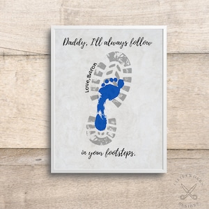 Editable Gift for Dad/ Father&#39;s Day Footprint Card/ Baby Footprint