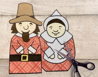 Printable Pilgrim Cut Out Kit/ DIY Craft For Kids/ Thanksgiving Craft