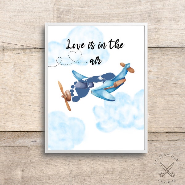 Editable Footprint Airplane Card/ Baby Footprint/ DIY Gift From Kid