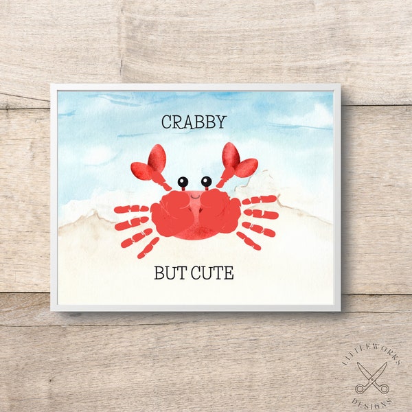 Editable Crab Handprint Art/ Personalized Gifts/ DIY Gift From Kid/ Handprint Art