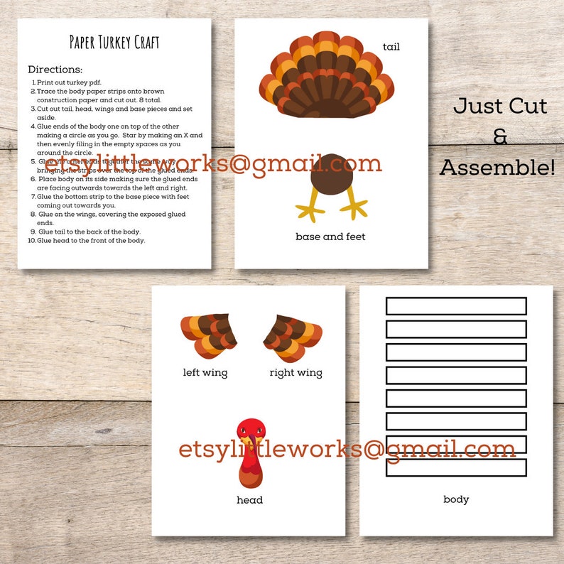 Printable DIY Paper Turkey Craft for Kids/ Kindergarten Craft/ - Etsy