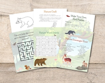 Naturaktivitätspaket: Puzzles, Basteln, Vogelhäuschen für Kinder (Digitaler Download)