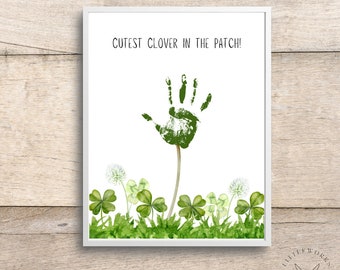 Editable Clover Handprint Art/ Painting Baby Hands/Personalized Gifts/ Handprint Card