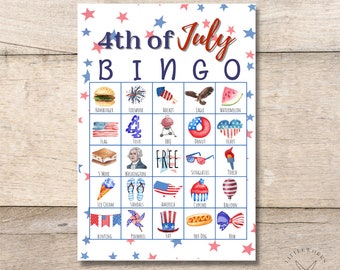 Printable 4th of July Bingo Game: Patriotic Party (Digital Download)