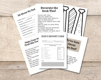 Father's Day Kid Activity Bundle: Dad Report Card, Neck Tie Decor (Digital Download)