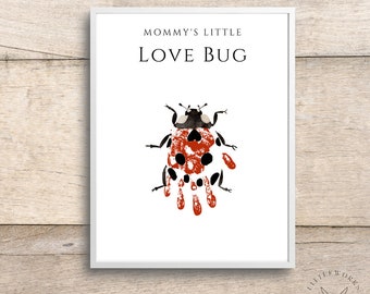 Love Bug Handprint Art, DIY Kid's Gift for Mom (Digital Download)
