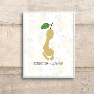 Arte dell'impronta di pera modificabile/Carta con impronta/Regali personalizzati/Dipingi il piede del bambino/Regalo fai da te da bambino