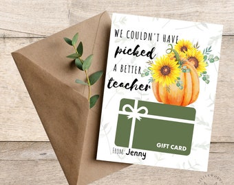 Editable Teacher Appreciation Gift Card Holder (Printable)