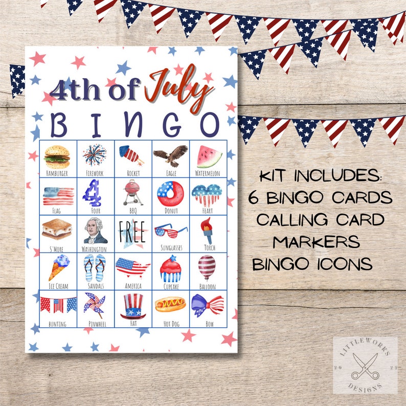 Printable Fourth of July Bingo/ Patriotic Bingo Game/ Party  Etsy